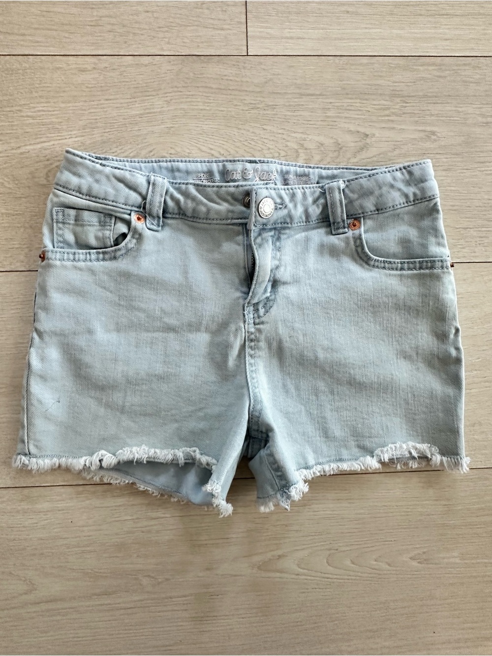 Light Blue Denim Frayed Hem Girl's Shorts